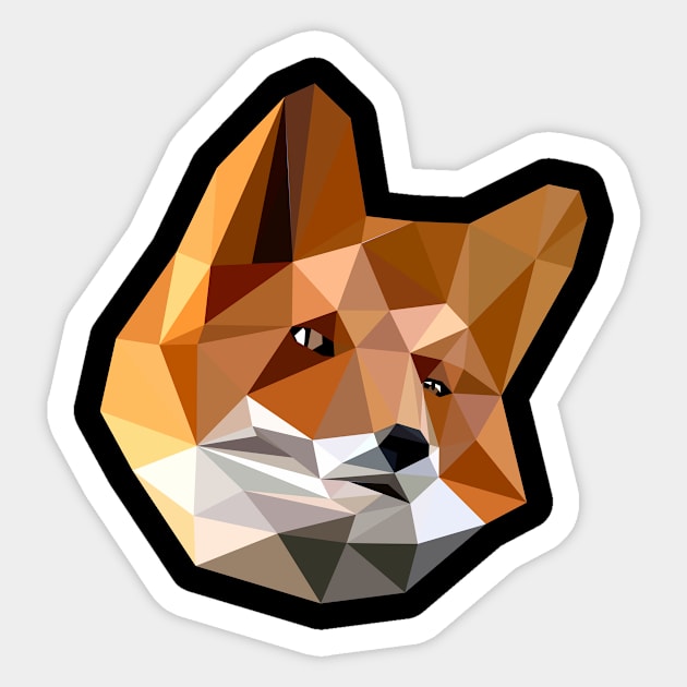 Fox Wild Life Polygonal Style Animal Portrait Sticker by VerPaxArt Amazing Prints